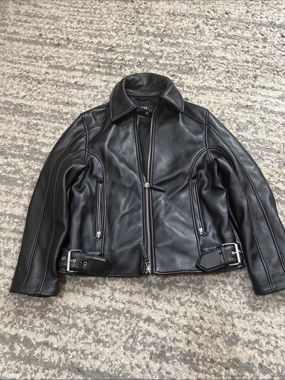 Zara Black Leather Jacket with Silver Hardware